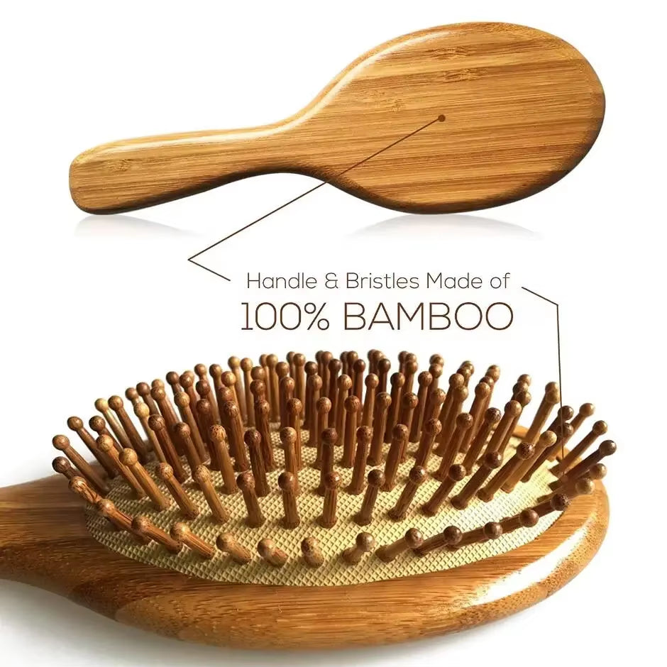 Hairbrush Comb Scalp Hair Care Healthy Bamboo Comb Wood Comb Professional Healthy Paddle Cushion Hair Loss Massage Brush 1PC