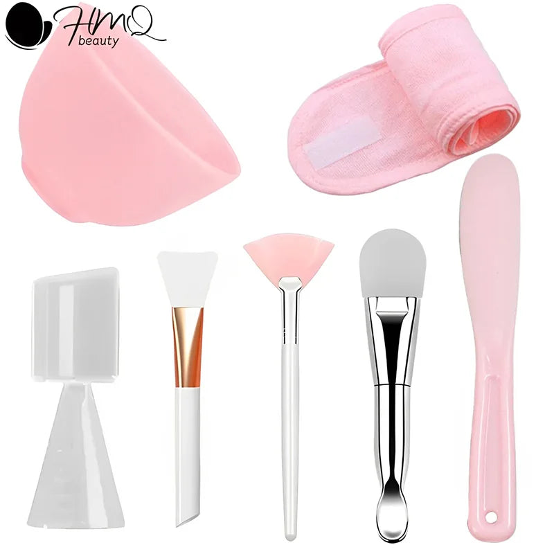 Kit Préparation Masque Visage DIY - Bol Silicone Pinceau Spatule Cuillère Mesure