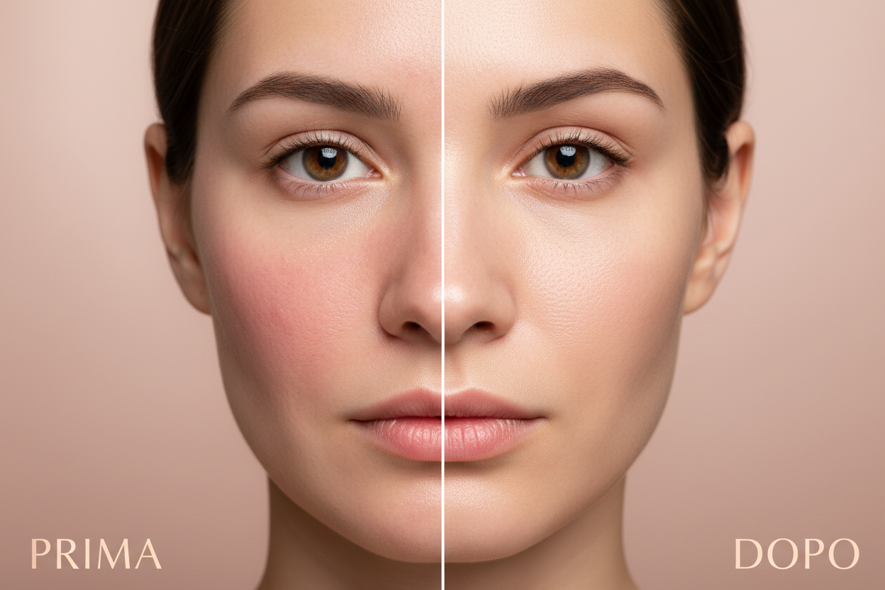 Image PRIMA/DOPO - Irritation complète du visage avant/après