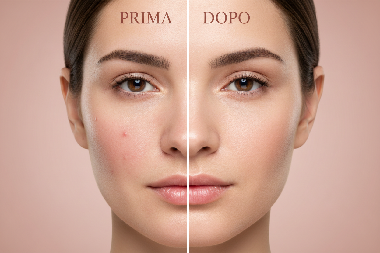 Image PRIMA/DOPO - Visage avec irritation légère avant/après